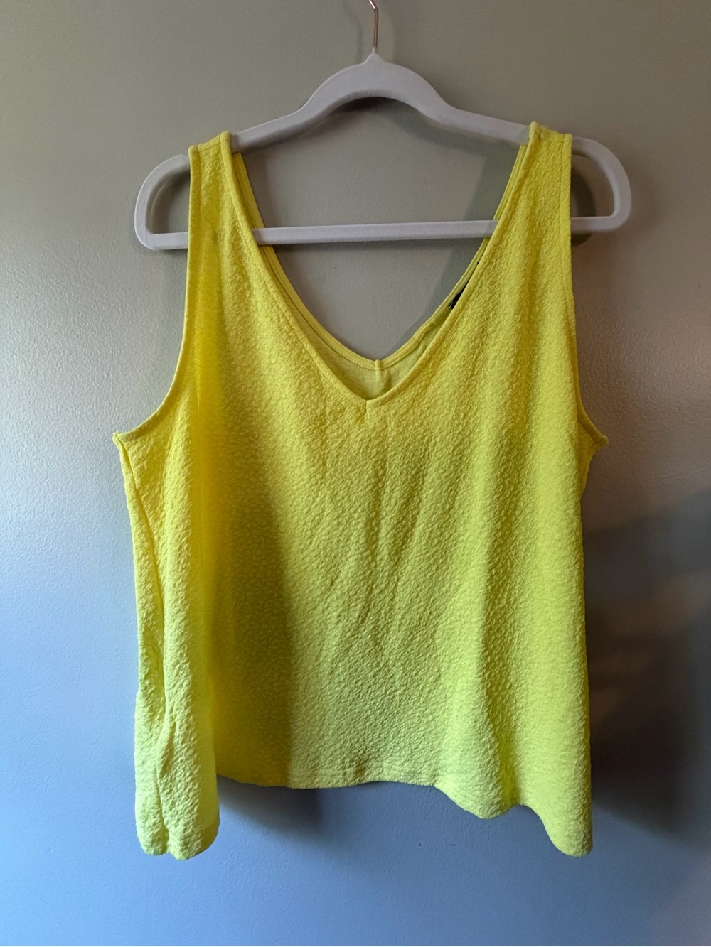 Mango-  Bright Yellow V-Neck Textured Tank